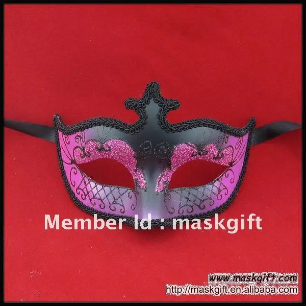 Free shipping Handpainted hot pink and black Venetian style Halloween