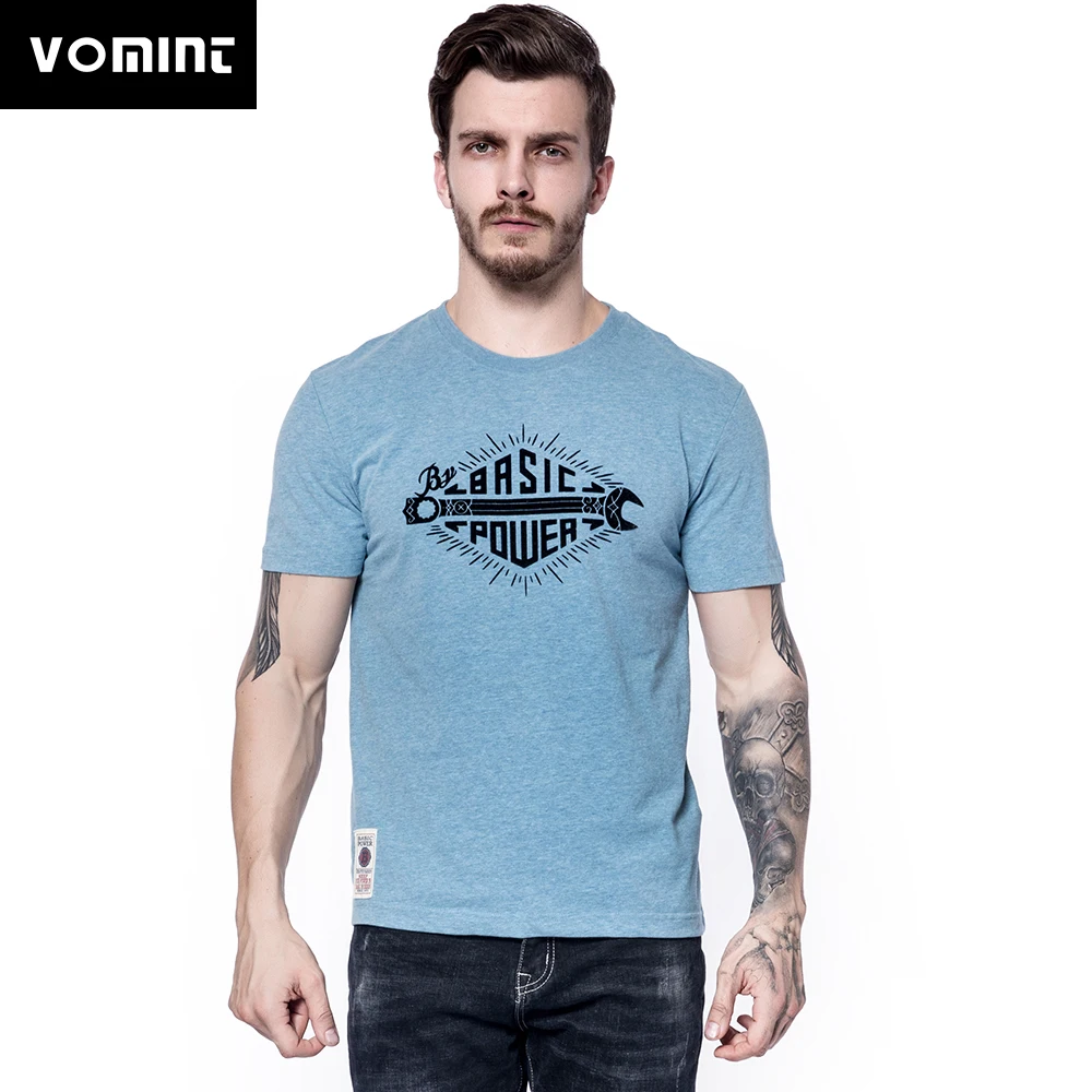 

Vomint Summer New Mens Combed Cotton T-shirts Short Sleeve Solid Color Graphic Stereoscopic Printing T-shirt for Male BP1809