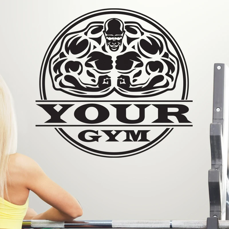 DCTAL Gym Sticker Fitness Decal Bodybuilding Posters Name Muscle Vinyl Wall Parede Decor 19 Color Choose Gym Sticker