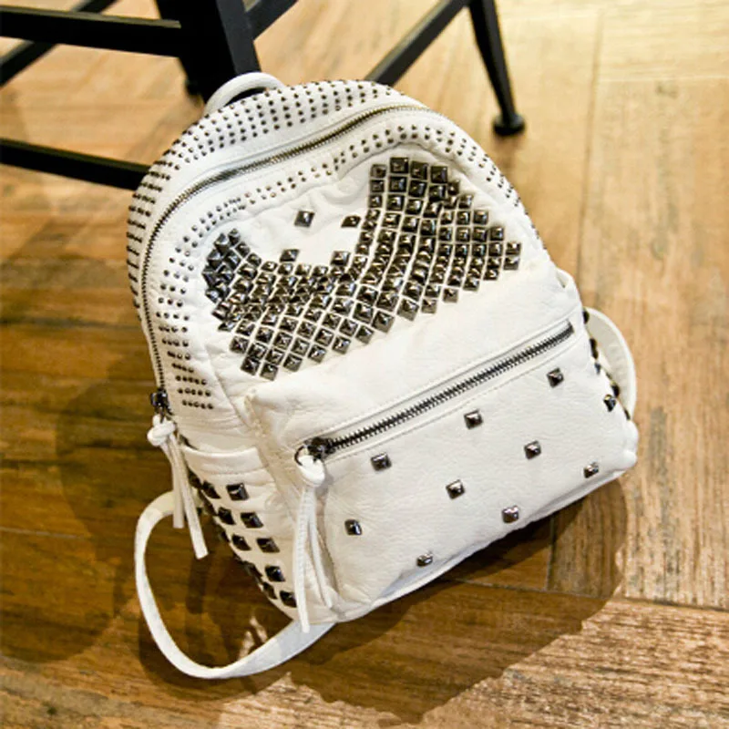 

Fashion Rivet Backpack Campus Style Women Leather Backpack Ladies Girls School Backpacks Shoulder Bags Punk Bolsa