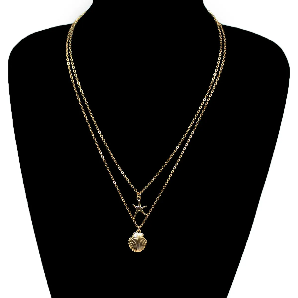 

Fashion Jewelry Shell Multi-layer Necklace Personality Starfish Pendant Chain Necklaces for Women Accessories