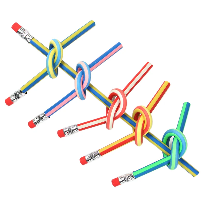 

6pcs Korea Cute Stationery Colorful Magic Bendy Flexible Soft Pencil With Eraser Student School Office Use