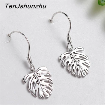 

Wholesale 100% 925 Sterling Silver Sparkling Leaves Drop Earrings For Women Compatible with Jewelry Authentic Gift
