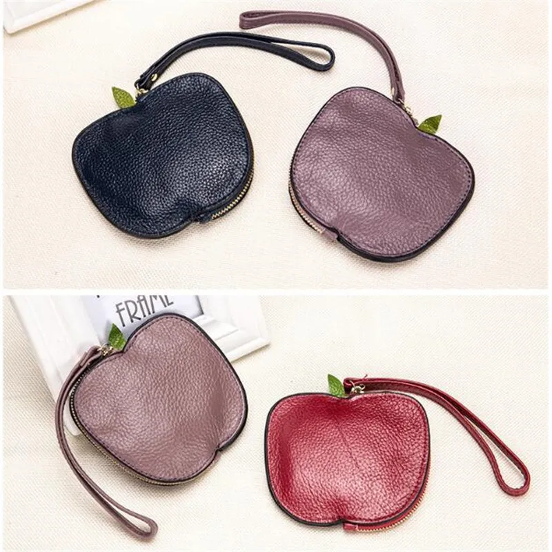 New Fashion Women Apple Shape Coin Purse Wallet Portable Leather Coin