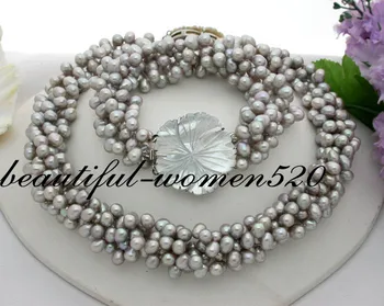 

Z1116 17" 7mm rice gray fw pearl necklace bracelet