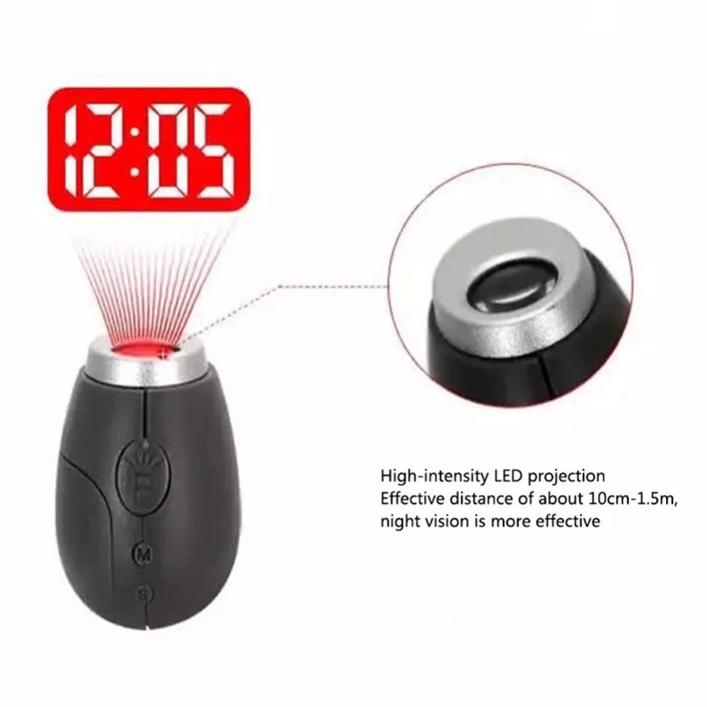 

MinI LED Watch Night Light Projector Flashlight Portable Digital Digital Projection Clock
