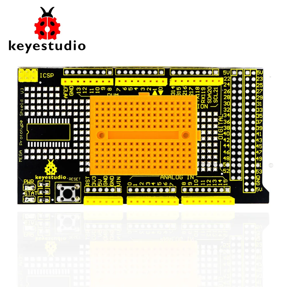 

Free shipping !Keyestudio MEGA Protoshield/prototype expansion board V3 for Arduino+breadboard