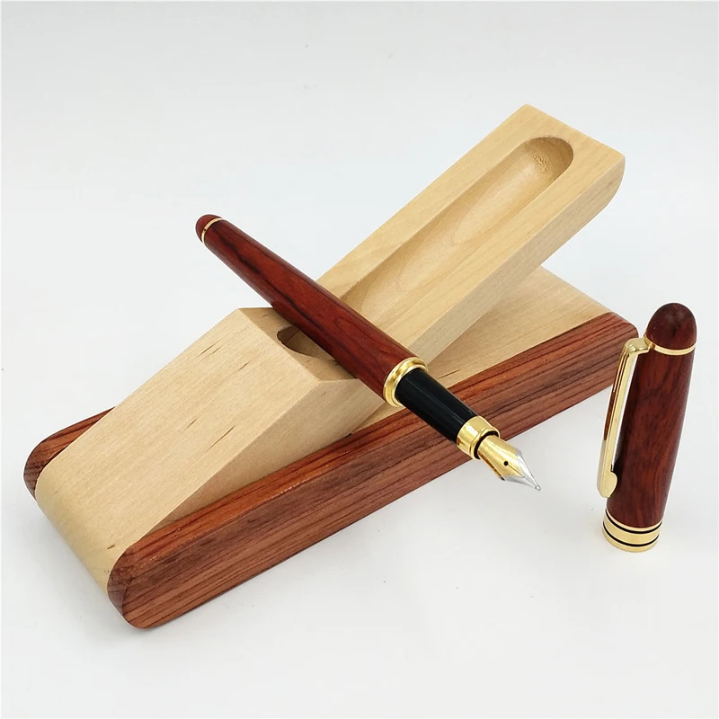 

1 Set Vintage Handmade Rosewood Fountain Pen Fight Wood Box 0.5mm Iraurita Nib for Business and School as Luxury Gift