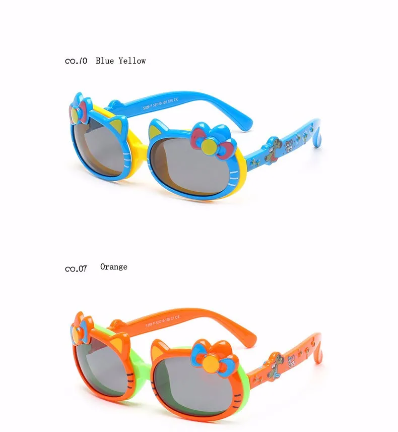 Ralferty, детские милые Солнцезащитные очки с кошачьими ушками, поляризационные, детские, для младенцев, с мультяшным рисунком, TAC TR90, солнцезащитные очки, уличные, Oculos 859
