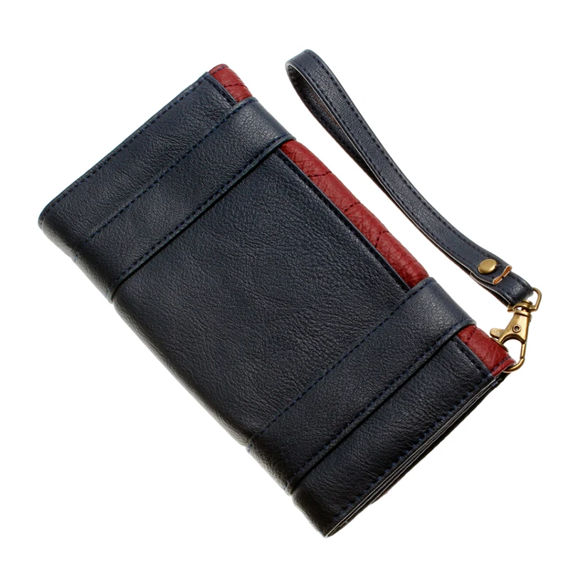 Mulheres-carteira-fivela-dupla-tri-fold-flap-bolsa-Azul-vermelho-Bordeaux-bordado-emblema-do-Metal-carteira (1)