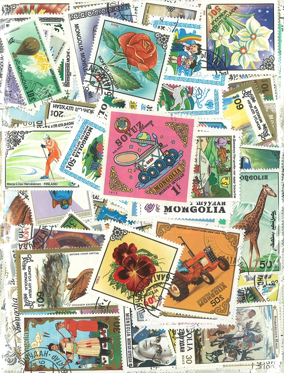 Партия 500 шт. почтовые марки монгольской почты|Штампики| |