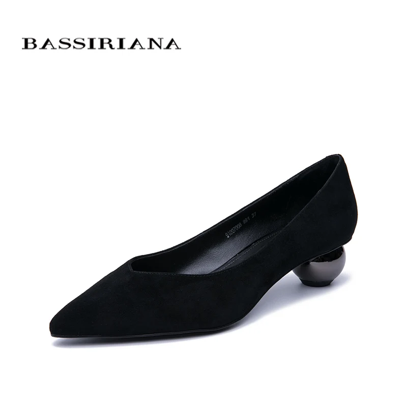 BASSIRIANA/Новые Элегантные весенние женские туфли из натуральной кожи с закрытым острым носком уникальные туфли на высоком каблуке