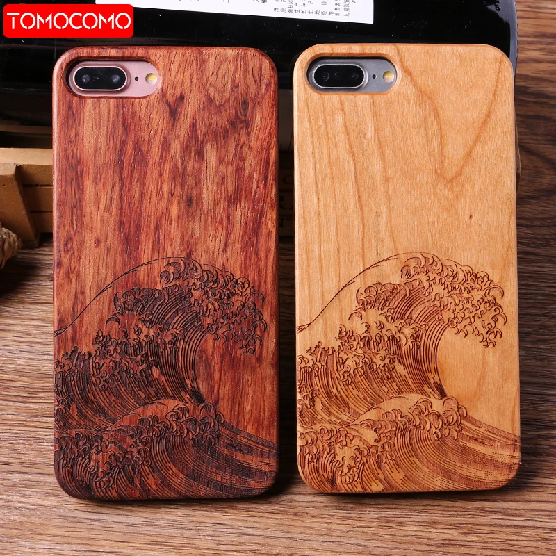 

For iPhone 6 6S 6Plus 7 7Plus 8 8Plus X XS MaxOcean Wave Wood Case For SAMSUNG Galaxy S7 Edge S8 plus S9 S9 Plus Fundas