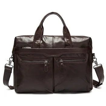 

Genuine Leather Bag Casual Handbags Cowhide Men Crossbody Bags Men's Travel Bags Tote 14inch Laptop Business Briefcases Men Bag