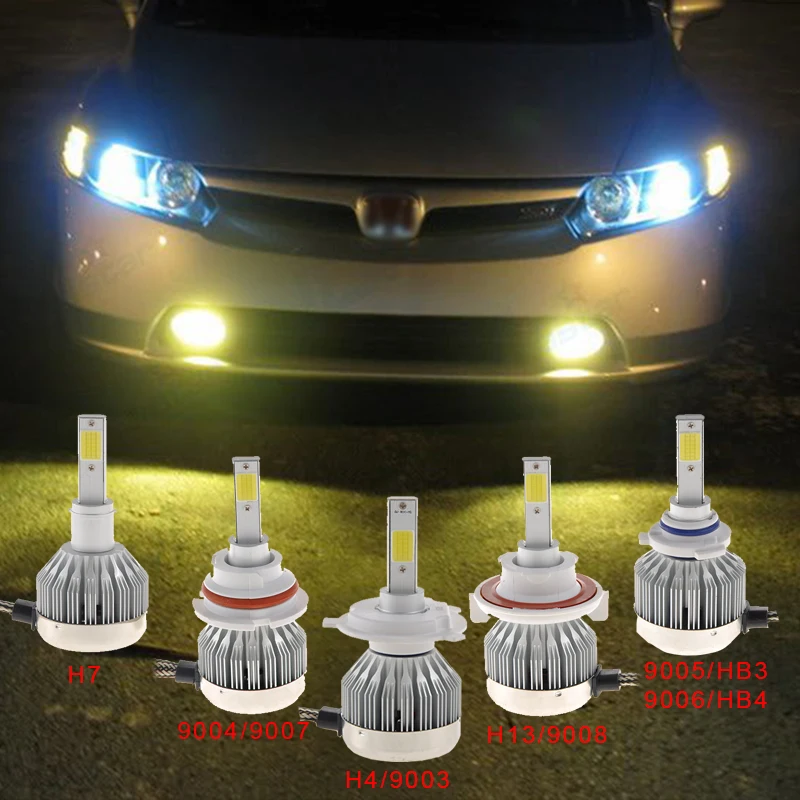Auto led light bulbs 12 volt 60W 6000LM COB Led fog lamp H4/9003 H7 H11 9005 9006 H1 H3 H4 H7