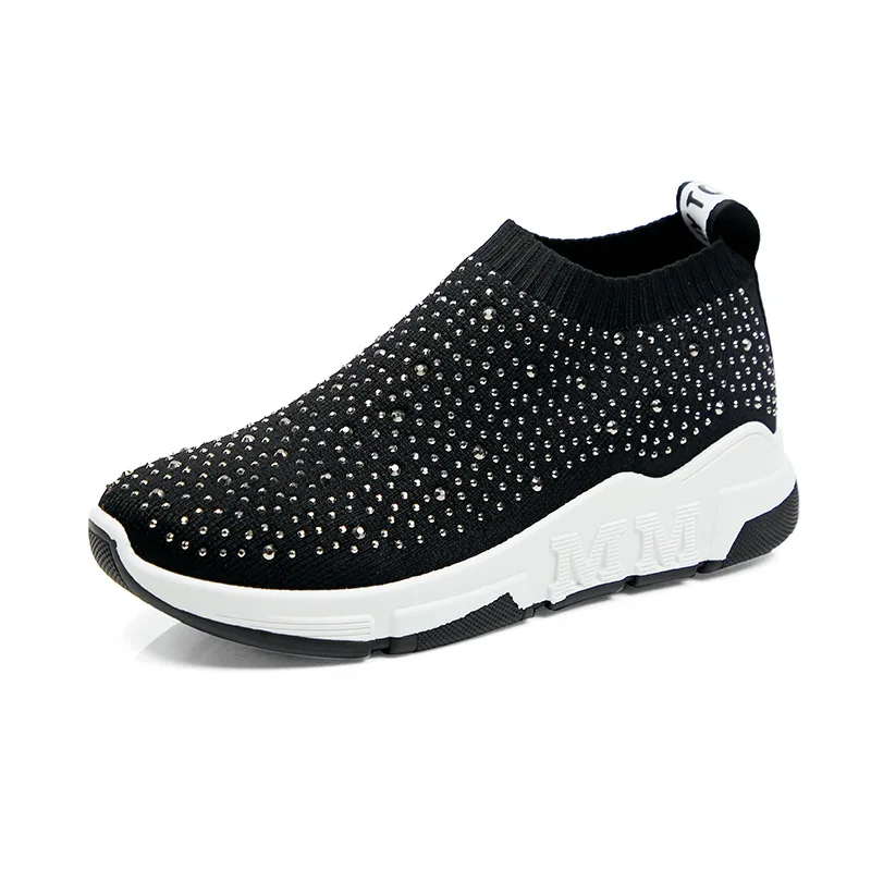 

New Vulcanized Shoes Women Casual Shoes Crystal Mesh Breathable Comfort Ladies Sneakers Slip-On Loafers Feminine Zapatos Mujer