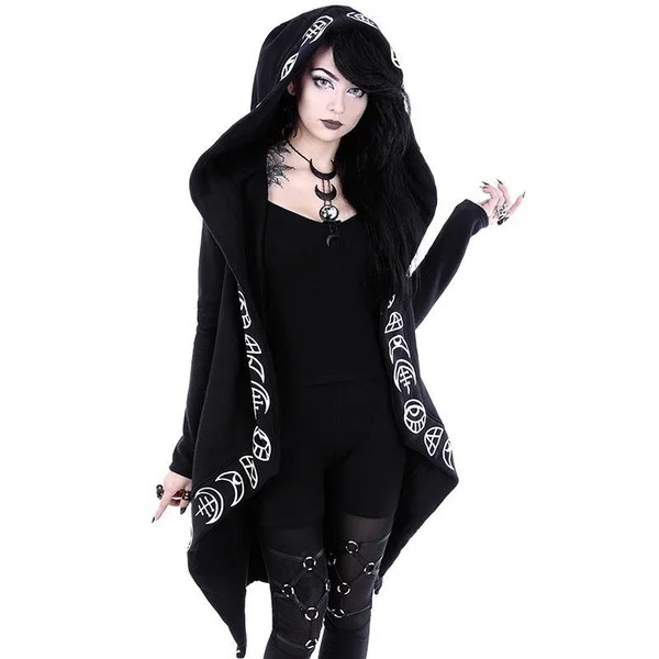 

Women Casual Hoodies Punk Gothic Sweatshirt Women Clothes Long Sleeve Streetwear Harajuku Goth Hoodie Oversized Jacket Coat