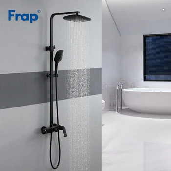

Frap Shower Faucets black square bathroom shower set faucet mixer tap for bath shower mixer bath faucet brass tap shower system
