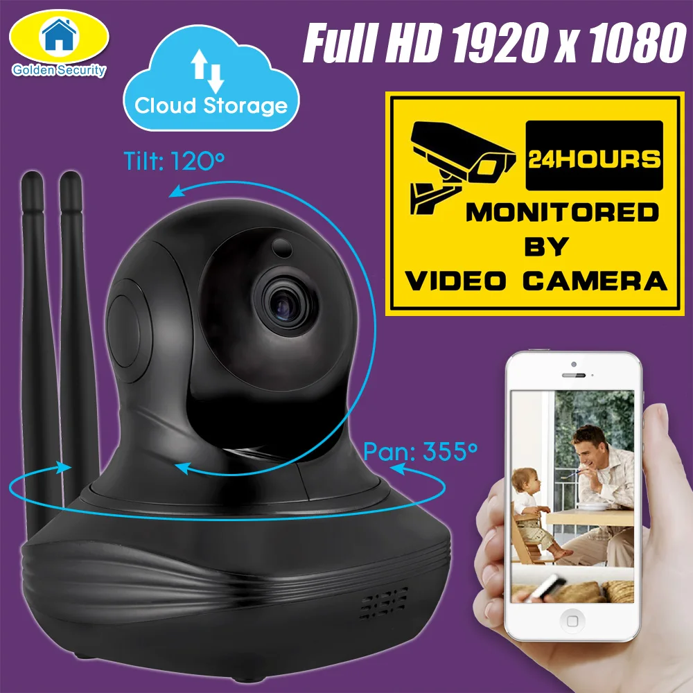 Golden Security 1080P Full HD Cloud Storage Wireless WiFi Camera Security IP CCTV Camera WiFi Network Surveillance Camera Onvif