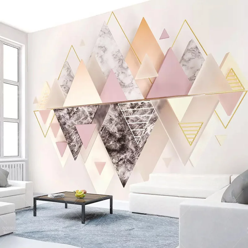 Настенная бумага на заказ Современная 3D геометрическая треугольная абстрактная художественная настенная живопись гостиная постельные