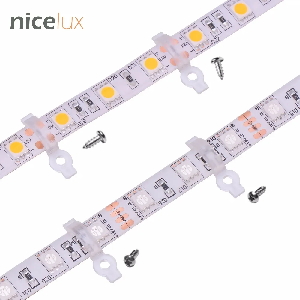 100 шт. Светодиодная лента силиконовый клип для крепления 8 мм 10 мм водонепроницаемый IP65 3528 3014 5050 RGB светодиодный светильник кронштейн зажим с винтами