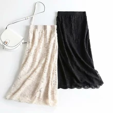 Осенняя женская вязаная кружевная юбка с высокой талией, винтажная Женская длинная юбка, Женская кружевная юбка, двухсторонняя одежда, Jupe Femme Faldas