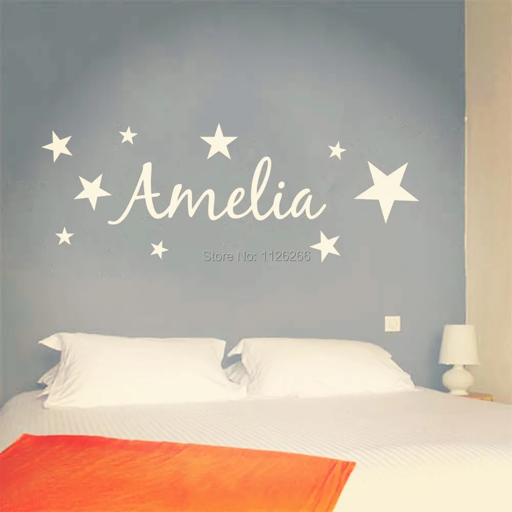 Customer made Vinyl Wall Sticker Personalized Name with Stars Kids