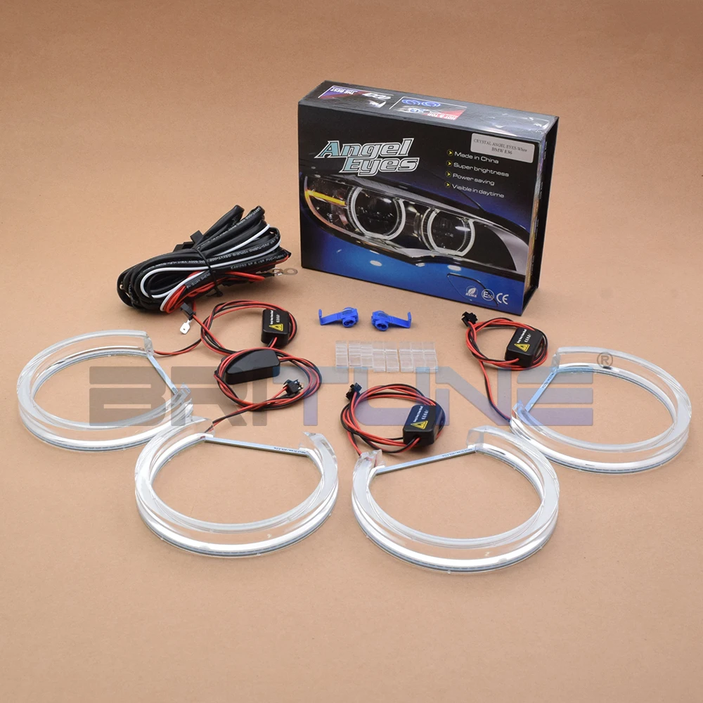 US $57.85 Britune DTM LED Angel Eyes For BMW E46E39E36E38 Halogen Xenon Headlight Crystal Switchback Halo Lights Accessories Tuning DIY