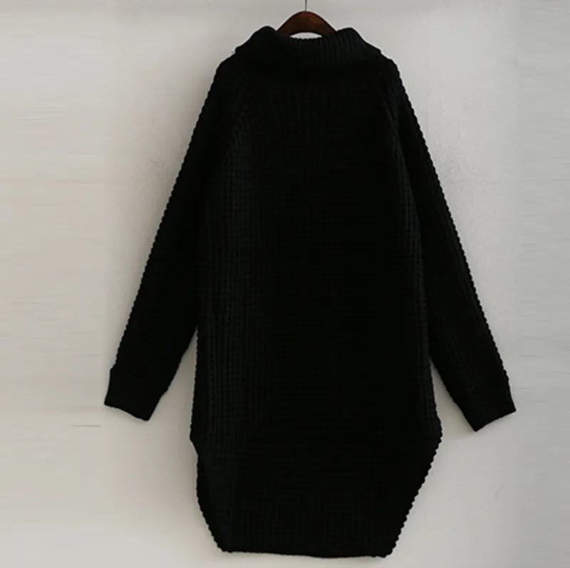 [EAM] 2019 New Spring Fashion Big Size Long Sleeve Turtleneck Knitting Thicken Casual Solid Split Sweater Woman BL811