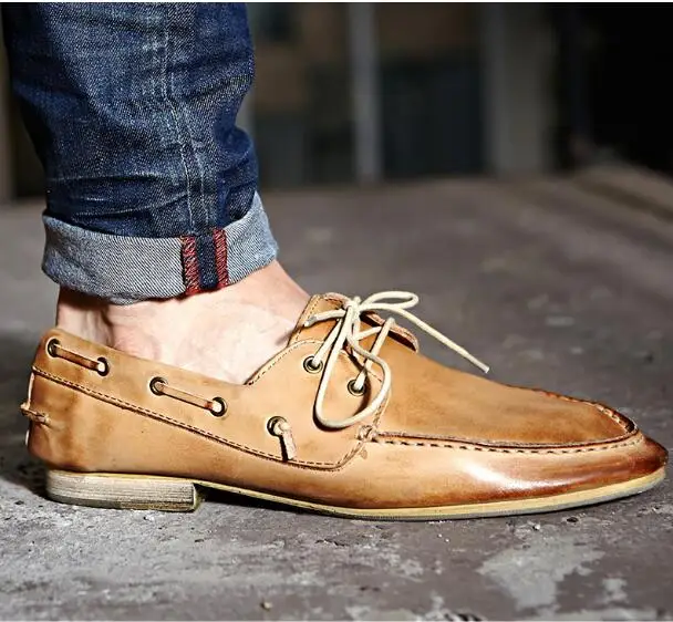 New Summer Fall Breathable Leiure Shoes Flat heel Genuine leather Breathable Man Shoes