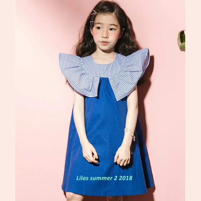 Платья для девочек; детское летнее платье; коллекция года; детское хлопковое платье принцессы с оборками; платье для малышей; одежда для малышей;#2789 - Цвет: blue