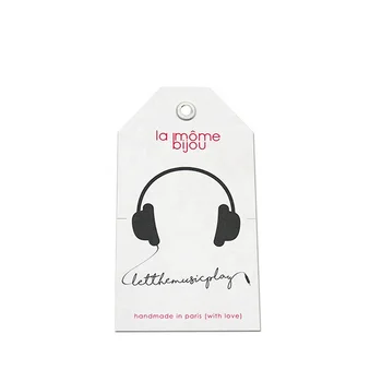 

Eco-friendly Recycled Screen Printing white cardboard Kraft Paper Custom Hang Tag with eyelet