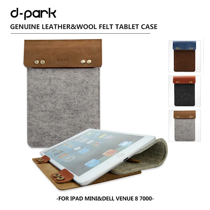 

D-park Luxury Genuine Cow Leather & Wool Felt sleeve Case For DELL VENUE 8 7000 Sleeve / case bags For 7.9" Tablet Free Shipping