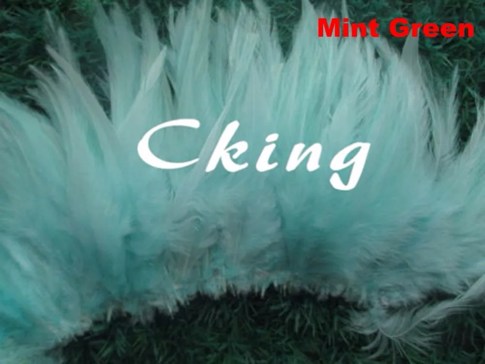 

Mint Green rooster saddle hackle feathers rolls 12-15cm/5-6" Dyed chicken feathers for cloth edges 1kgs/lot