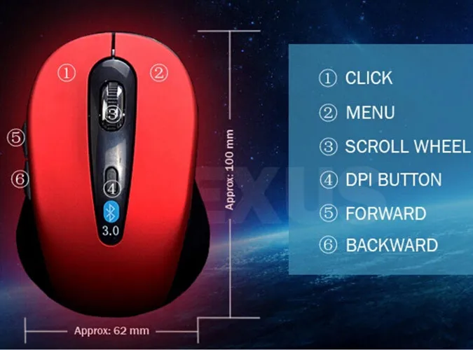 Мышь 1600 DPI ПК Bluetooth мини ноутбук для Беспроводной Мыши оптическая мышь черный Macbook