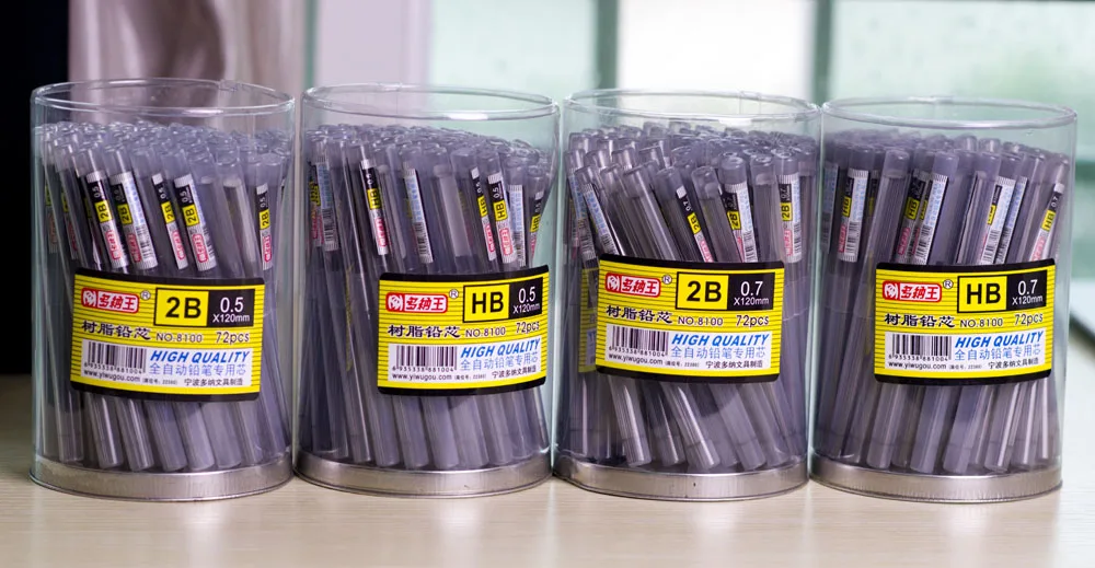 72 трубки механические/Автоматические стержни для карандаша, карандаши 0,5/0,7 мм 2B/HB для рисования эскизов, школьные и офисные канцелярские принадлежности
