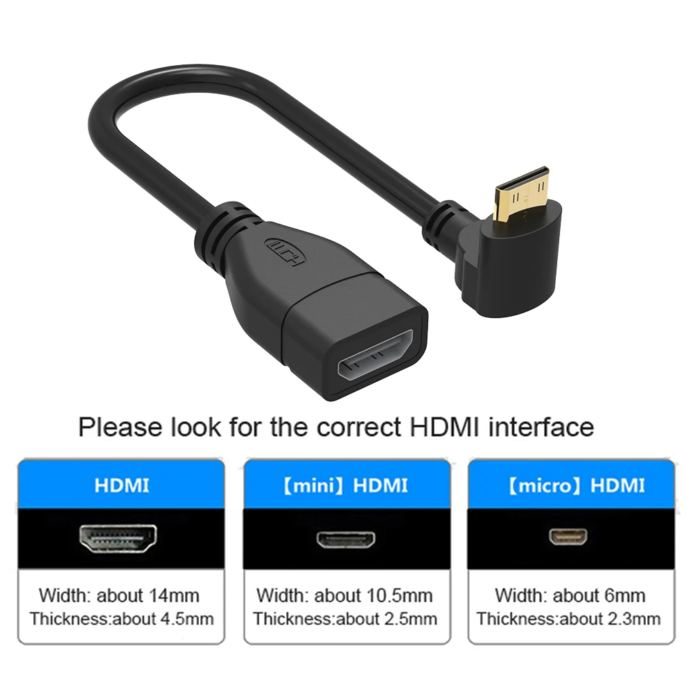 Противоположный правый угол 90 градусов мини HDMI штекер гнездо конвертер адаптер
