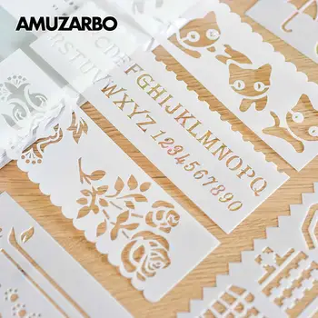 

Multi-function Drawing Hollow Lace Ruler Hand Account Ruler Weather Animal Flower Boat Leaf For children Hand copy