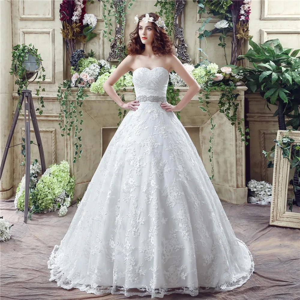 Ready to Ship Off the Shoulder Pleats Lace Women Wedding Dresses