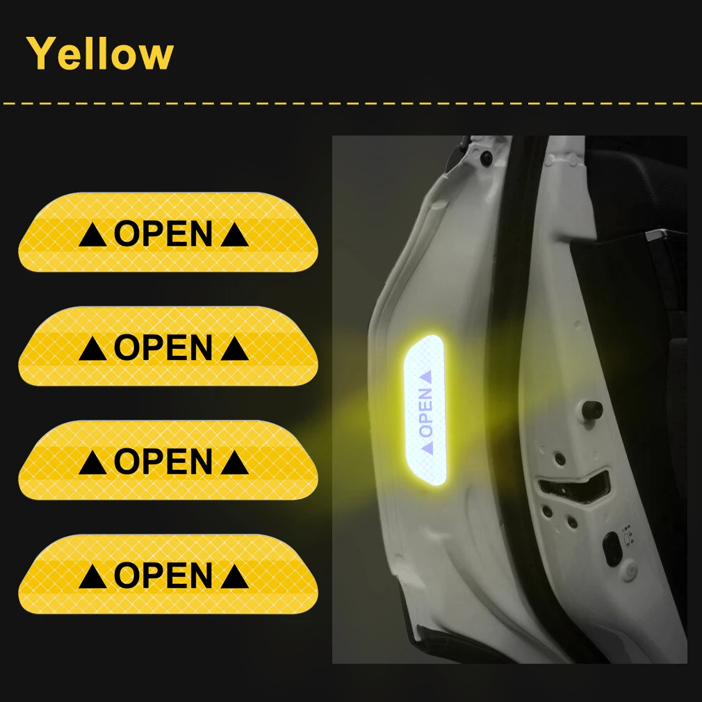 4 шт. двери автомобиля наклейки Предупреждение отражающая лента Авто Внешние аксессуары открытый знак отражающая полоса безопасности светильник отражатель