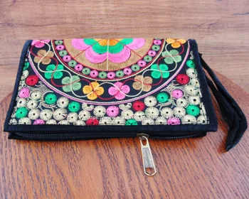 

Vintage Hmong Thai Ethnic Wallet purse, Card Holder Bag, Hobo Hippie Ethnic hand bag with embroidery wallet SYS-544B