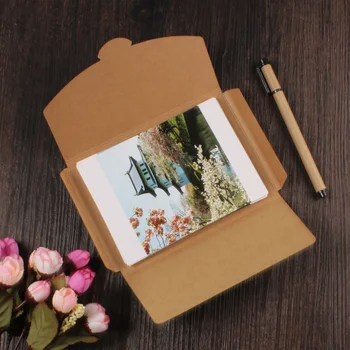 

50pcs White/Black/Brown Post Cards Box Party Invitation Card Packaging Box Kraft Paper Gift Box Silk Scarf Package Boxes