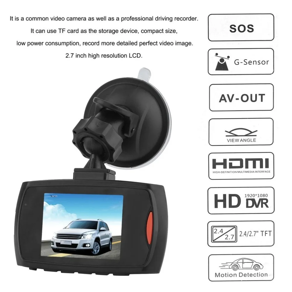 720P Видеорегистраторы для автомобилей Камера Dash Cam видео 2 4 дюймов ЖК дисплей