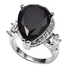 Блестящий черный оникс с несколькими белыми кристаллами циркония 925 пробы Серебряное кольцо заводская цена для женщин Размер 6 7 8 9 10 11 F1497