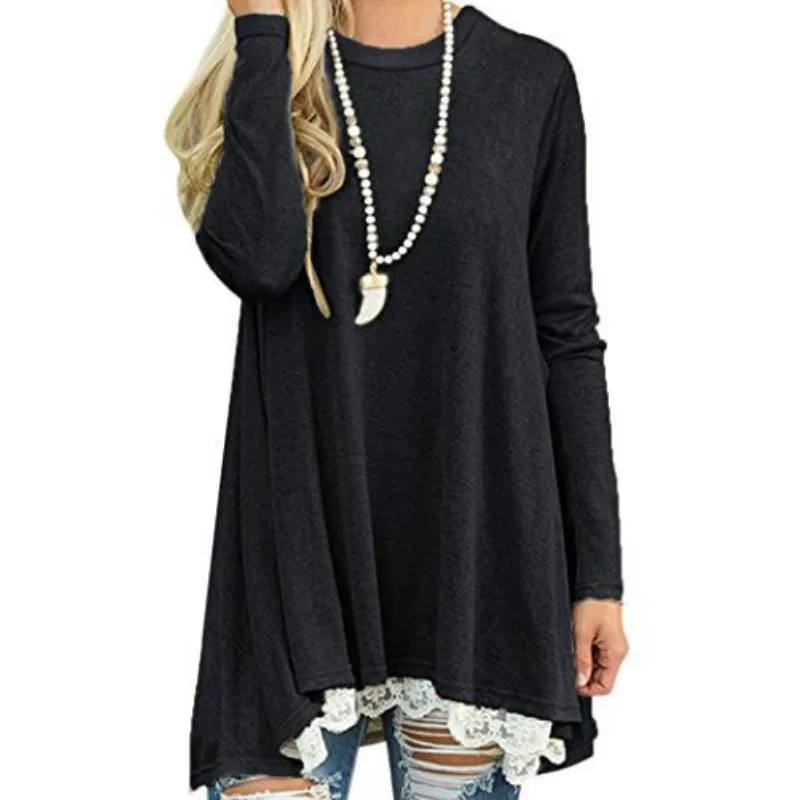 Femme Autumn Blouse Casual Women Blouses Tops Loose Shirts Winter 2018 Basic Lace Shirt Track Jumper Tunic Long Blusas GV184 Blouses