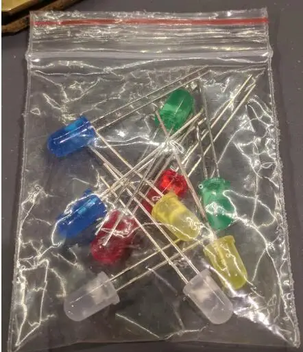

small bags of 5MM LED Each bag= 2 red+2 green+2 yellow+2 blue+2 white DIY