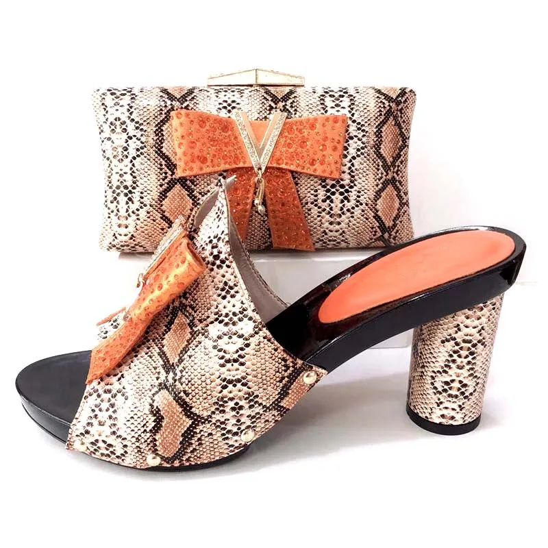 

Orange fashion party shoes and bag in italy design sandal shoes and clutches bag size 37 to 43 shoe and bag to match SB8245-2