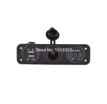 

Car Charger Motorcycle Dual USB Adaptor + 12V/24V Cigarette Lighter Socket + Digital Voltmeter