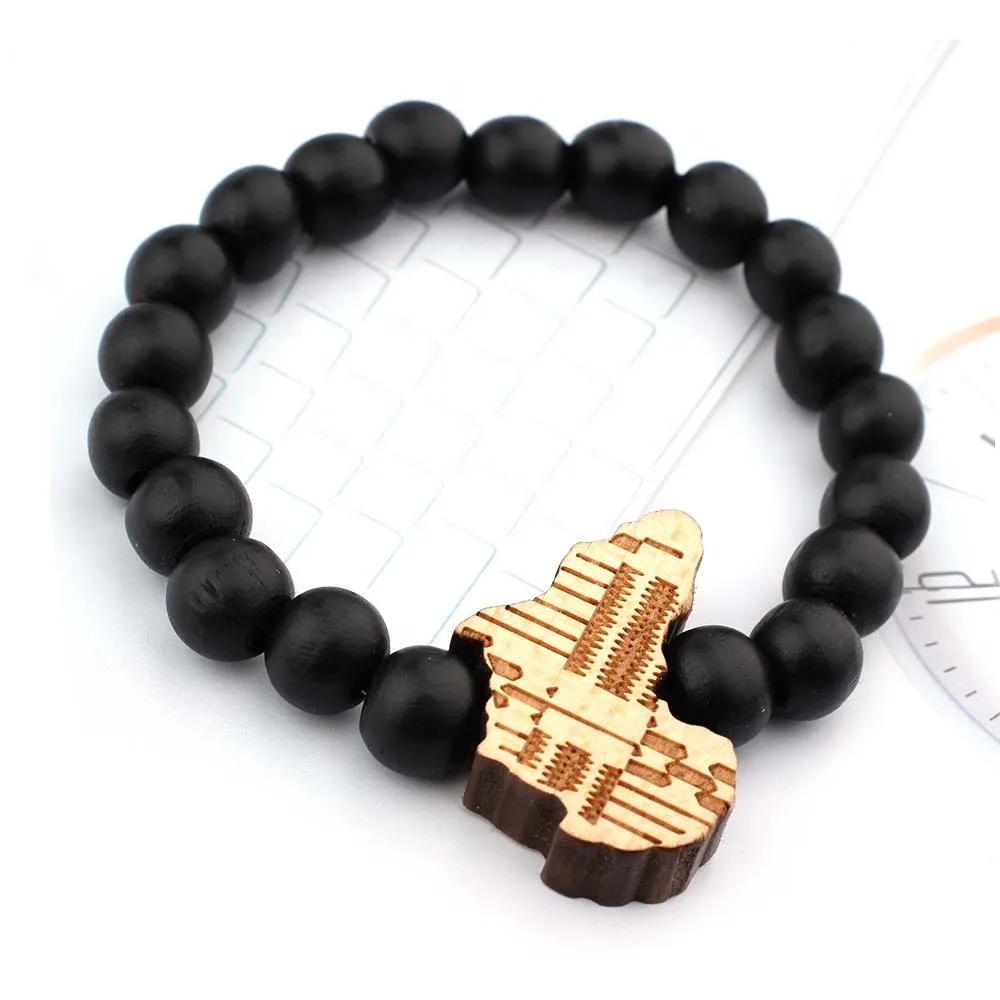 

8PCS/Lot Good Wood NYC Chase Infinite Black Africa Map Pendant Wooden Beads bracelet Hip Hop Fashion Jewelry