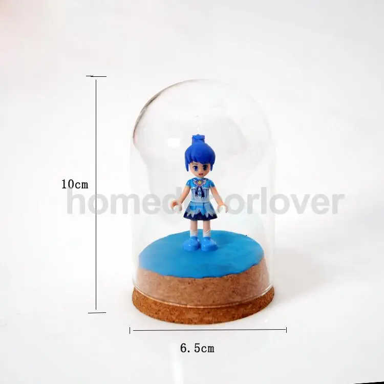  10Pcs Modern Handcraft Glass Dome Cover Dry Flower Vase With Wood Cork Base Landcrape Figurines Model Display Artwork